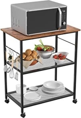 Homfio Kitchen Microwave Cart, 3-Tier with Wheels and 5 Hooks - Appears New