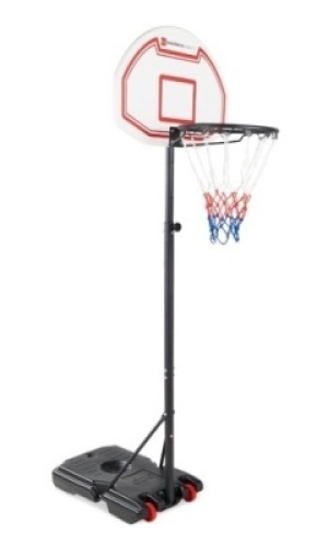 Kids Height-Adjustable Basketball Hoop, Portable Backboard System w/ Wheels, White Backboard