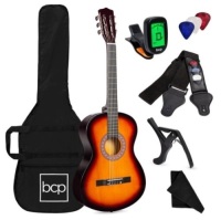 Beginner Acoustic Guitar Set w/ Case, Strap, Digital Tuner, Strings - 38in, Sunburst
