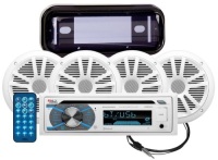 Boss Audio Systems MR508UAB AM/FM/CD/MP3 Bluetooth Marine Receiver with 4 Speakers, E-commerce Return, Untested