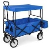 Utility Wagon Cart w/ Folding Design, 2 Cup Holders, Removable Canopy