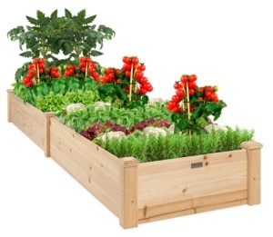 8x2ft Wooden Raised Garden Bed Planter for Garden, Lawn, Yard, Appears New/Box Damaged