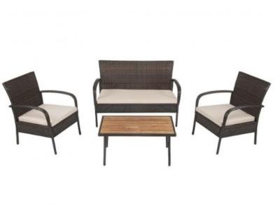 4Pcs Patio Rattan Outdoor Conversation Set With Cushions, Appears New Retail $371.22