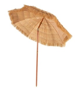 6.5 ft. Iron Tilt Beach Umbrella in Khaki Hawaiian Patio Portable, Appears New