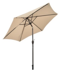 9Ft Outdoor Market Patio Table Umbrella Push Button Tilt Crank Lift Beige, Appears New