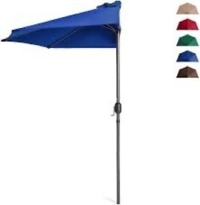 Half Patio Umbrella w/ 5 Ribs, Crank - 9ft