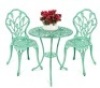 3-Piece Cast Aluminum Patio Bistro Furniture Set, Teal