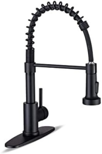 WEWE Kitchen Faucet&nbsp;with Pull Down Sprayer, Stainless Steel Matte Black Industrial Single Handle - Appears New