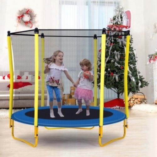 65" Outdoor & Indoor Mini Toddler Trampoline with Enclosure - E-Comm Return, Appears New 