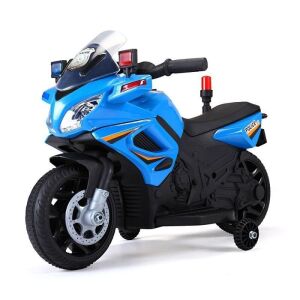 Tobbi 6V Ride-On Police Motorcycle 4-Wheeler - Blue