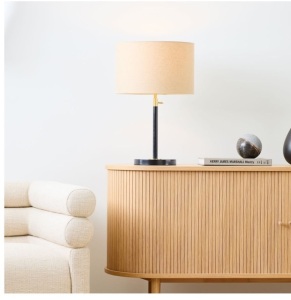 West Elm, Telescoping Table Lamp Two-Tone Natural Linen (23"), Like New, Retail - $159