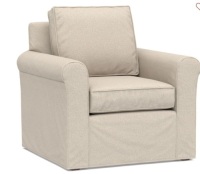 Cameron Roll Arm Armchair&nbsp;Slipcover, Textured Twill Khaki Like New, Retail -$869