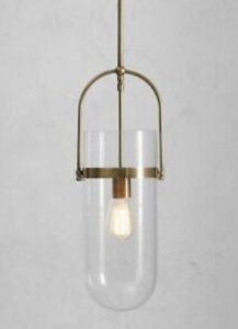 Pottery Barn Williams Sonoma Jayden Antique Brass Single Pendant Light Fixture, Like New, Retail - $159.99