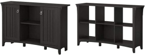 Bush Furniture Salinas Accent Storage Cabinet with Doors in Vintage Black & Salinas 6 Cube Organizer in Vintage Black. Appear New