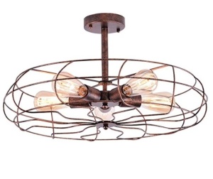 Industrial Vintage Semi Flush Mounted Ceiling Light, Appears New