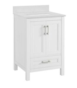 allen + roth  Crest Hill 24-in White Undermount Single Sink Bathroom Vanity with Carrara Engineered Marble Top