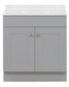 Project Source  30-in Gray Single Sink Bathroom Vanity with White Cultured Marble Top