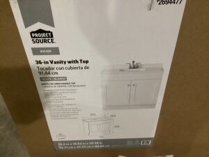 Project Source  36-in White Single Sink Bathroom Vanity - Missing Top 