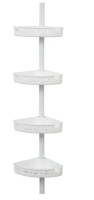 Tension Corner Shower Caddy, White with Silver Pole, Appears New