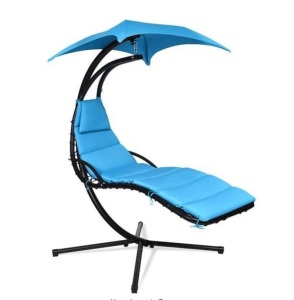 6.1 ft. Free Standing Hanging Swing Chair Hammock with Stand in Blue, Ecommerce Return