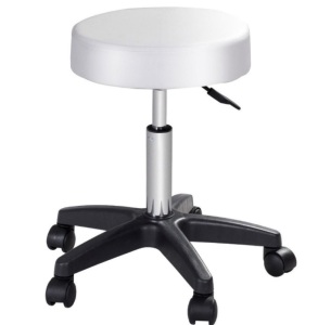 1 Pc Adjustable Hydraulic Rolling Swivel Massage Spa Bar Stool-White, Appears New