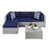 5-Piece Modular Wicker Sectional Conversation Set w/ 2 Pillows, Coffee Table