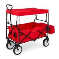 Utility Wagon Cart w/ Folding Design, 2 Cup Holders, Removable Canopy, Color Unknown