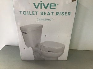 Vive Toilet Seat Riser - Raised Elevated Handle (Easy Clean)for Seniors, Elderly, Handicapped - Medical HandicapBathroom Safety Recovery Height Chair Cushion Bowl Cover,Tall High Portable Extender, Like New, retail - $64.99