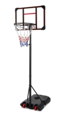 Kids Height-Adjustable Basketball Hoop, Portable Backboard System w/ Wheels, Clear Backboard