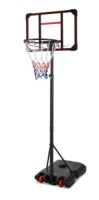 Kids Height-Adjustable Basketball Hoop, Portable Backboard System w/ Wheels, Clear Backboard