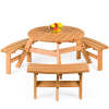 6-Person Circular Wooden Picnic Table w/ Benches