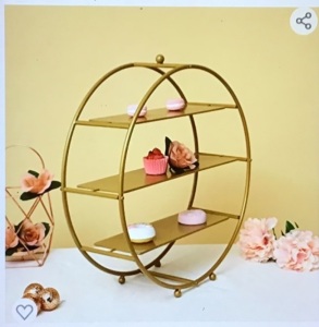 Efavormart 21" Gold Metal Tiered Cupcake Stand 3 Tier Dessert Stand Cupcake Holder, Like New retail - $39.99