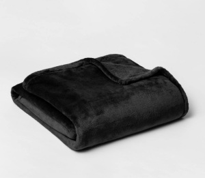 King Microplush Bed Blanket Black - Threshold™, Like New, retail - $35