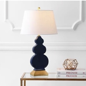 JONATHAN Y Carter 29" Ceramic/Resin LED Table Lamp, Navy/Gold, Appears New, Retail $96.99