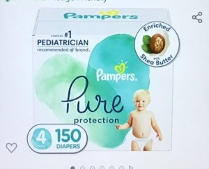 Diapers Size 4, 150 Count - Pampers Pure ProtectionHypoallergenic Disposable-Baby Diapers for Sensitive Skin,Fragrance Free, New, Retail - $49.39