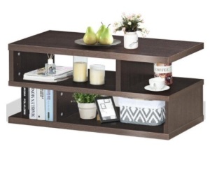 Rectangular Coffee Accent Cocktail Table Modern with Storage Open Shelves Home, Appears New