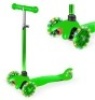 Kids Mini Kick Scooter Toy w/ Colorful Light-Up Wheels, Adjustable T-Bar, Green