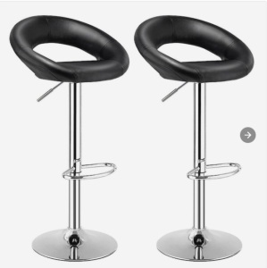 Set of 2 Black 23.5-in H Adjustable height Upholstered Swivel Bar Stool, Appears New, Retail $244.00
