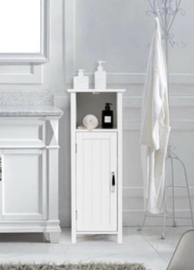 Bathroom Adjustable Shelf Floor Storage Cabinet with Door, Appears New