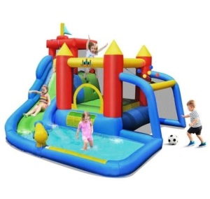 Inflatable Bouncer Water Slide Bounce House Splash Pool without Blower, Appears New, Retail $421.44