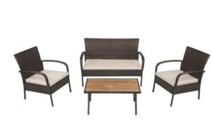 4Pcs Patio Rattan Outdoor Conversation Set With Cushions, Appears New, Retail $371.22