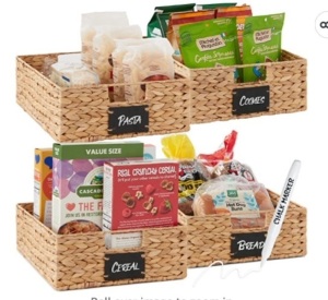 Best Choice Products, 16x12in Large,  Pantry Baskets,Woven Kitchen Organizers w/Chalkboard Label, ChalkMarker - Natural, Like New, Retail - $69.99