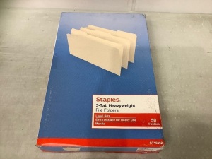 Staples 3 Tab Heavyweight File Folders, E-Comm Return