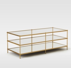 West Elm,Terrace 48" Coffee Table, Glass, Mirror, Antique Brass, Like New, Retail - $479