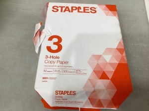 Lot of (6) Staples 3 Hole Copy Paper, E-Comm Return