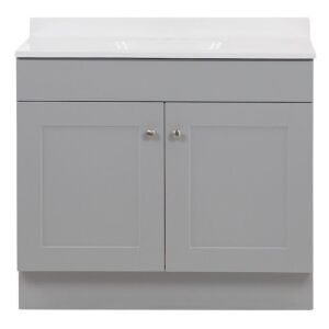 Project Source 36-in Gray Single Sink Bathroom Vanity with White Cultured Marble Top