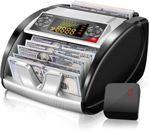 NX-510 Business Grade Money Counter Machine with Counterfeit BillDetector(UV/MG/IR), Portable Bill Counting Machine with LEDExternal Display, Hidden Handle, 6 Modes, Fast Count, Like New Retail - $105.99