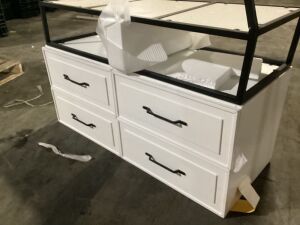 Bathroom Vanity - Bent Legs, Cracks in Wood, Drawers Work 