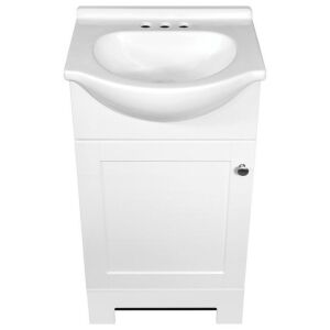 Style Selections  Euro 18-in White Single Sink Bathroom Vanity with White Cultured Marble Top - Small Chip in Top 