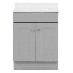 Project Source  24-in Gray Single Sink Bathroom Vanity with White Cultured Marble Top